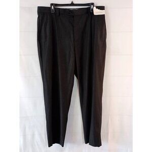 Louis Raphael Men’s Trouser Pants 38x30 Black Pinstripe Flat Front NWT